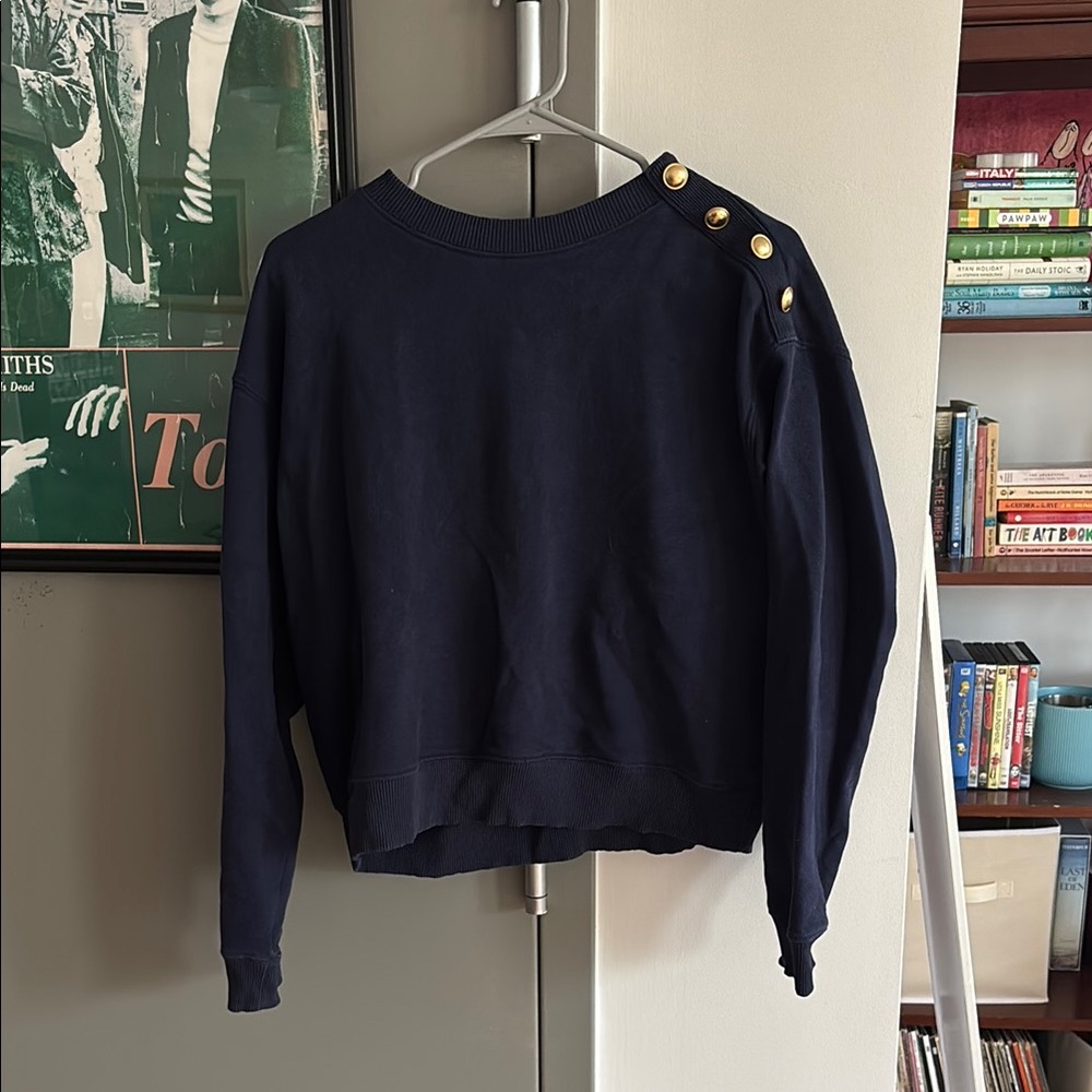 Navy Sweater with Gold Button Accents American Eagle